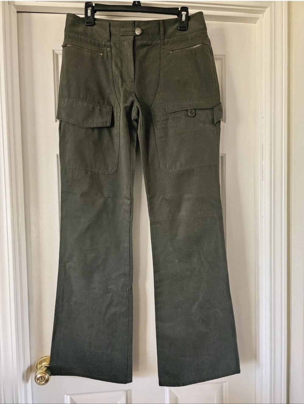 Vintage BCBG Maxazria Khaki Green Cotton Cargo Pants Size 10